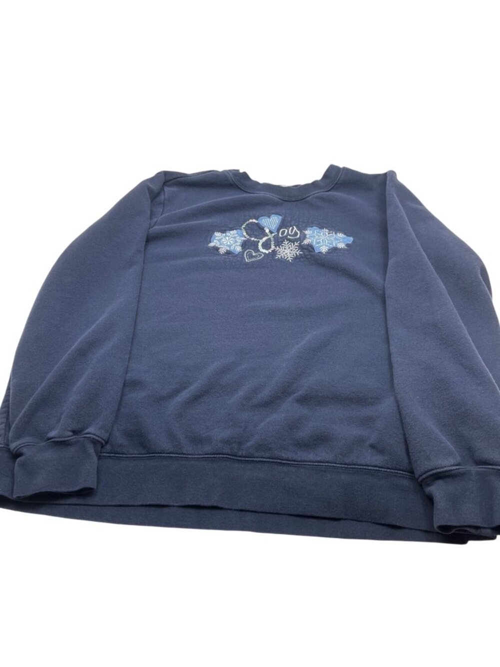 Holiday Editions Womens Joy Snowflake Sweatshirt Blue XL Cotton Blend Winter 20c